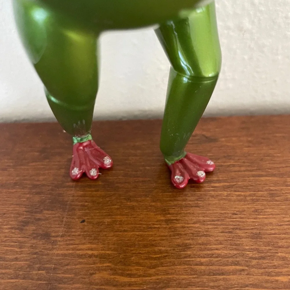 Glass Frog Holiday Christmas Ornament Playing Horn Hand Blown Musical Instrument